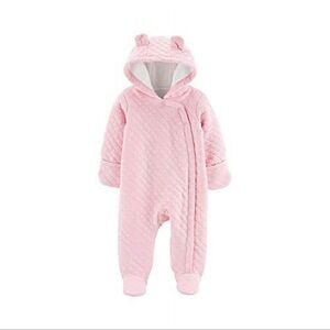 Pink Carter’s Quilted Baby‎ Girls Fall/Winter Hooded Jumpsuit One Piece 9 Months